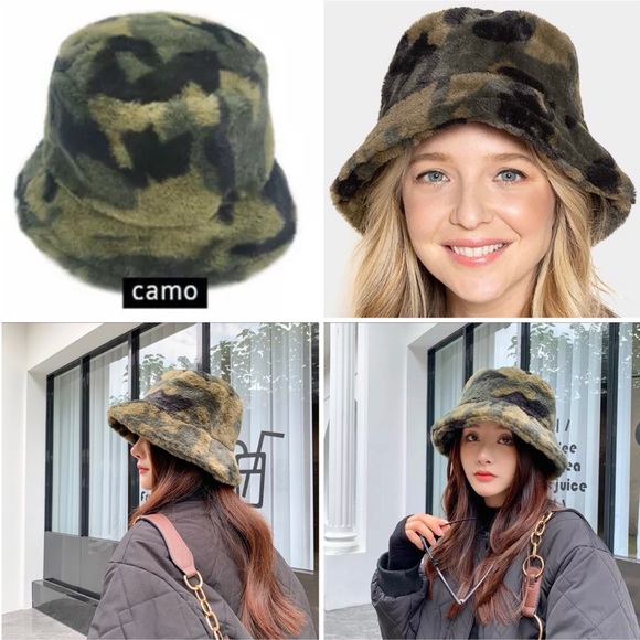 Wink Wink Accessories - [New] camo fur bucket hat